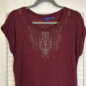 Silver Embellished Red T-Shirt